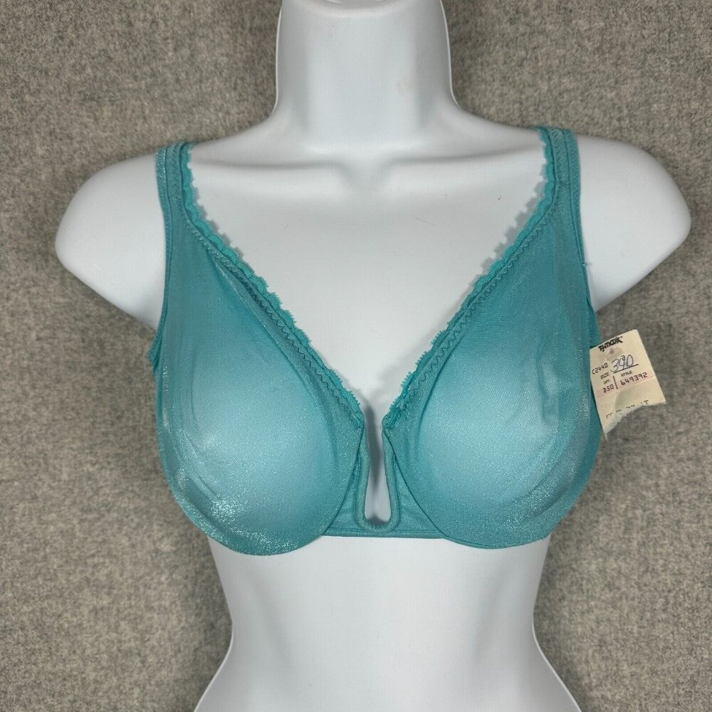 New Vintage Warners 34D Womens Bra Blue Sheer 1516‎ Adjustable Underwire